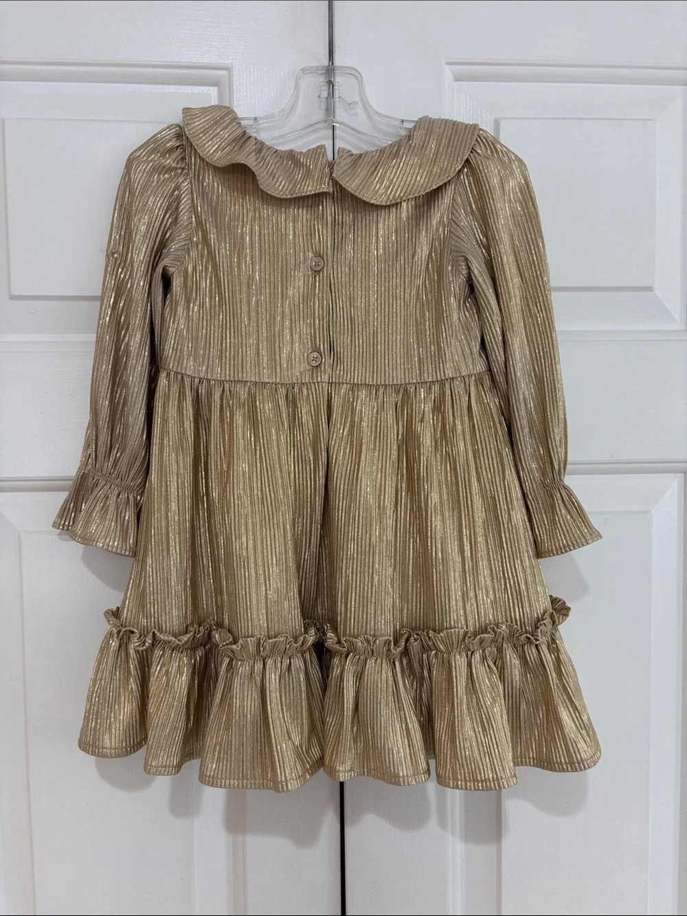 Janie and Jack Gold Metallic Ruffle Party Dress Size Girls 18-24 Months EUC
